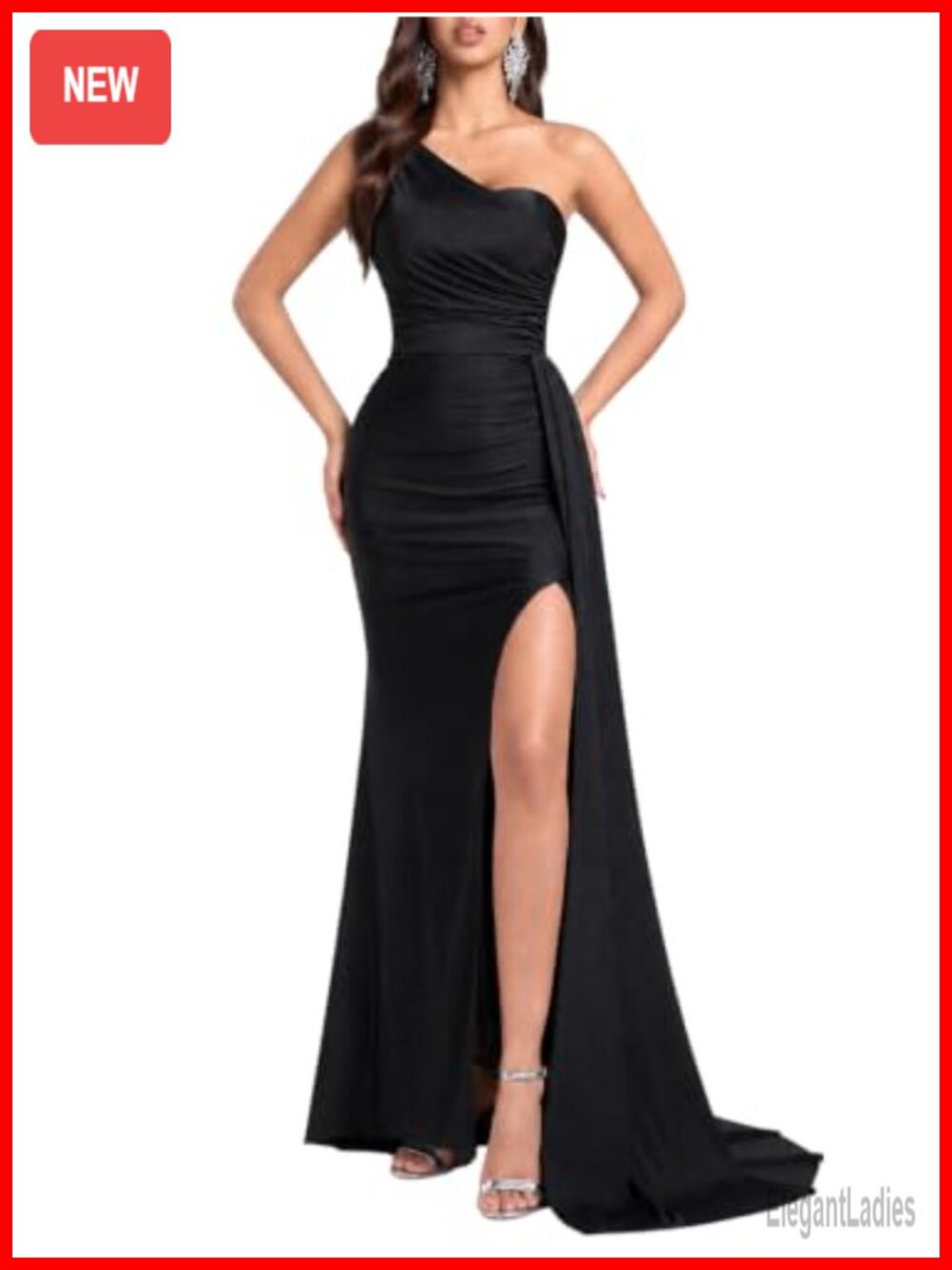 One Shoulder Backless High Split Maxi Formal Dress Wedding Guest Prom
